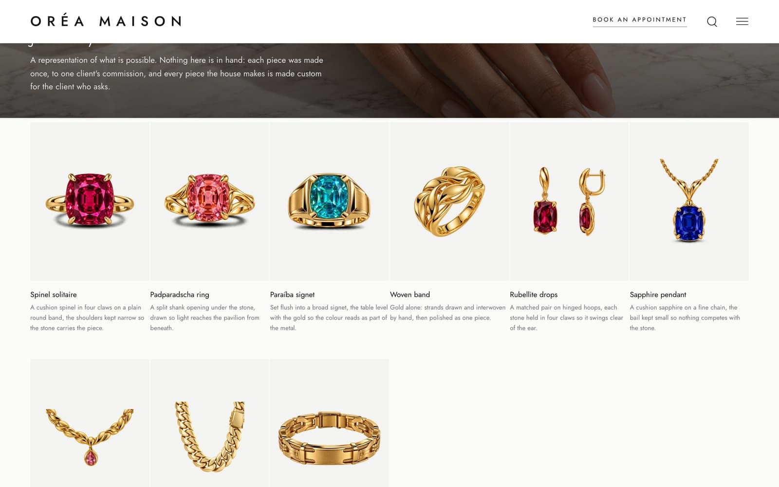 The ORÉA MAISON jewellery catalogue
